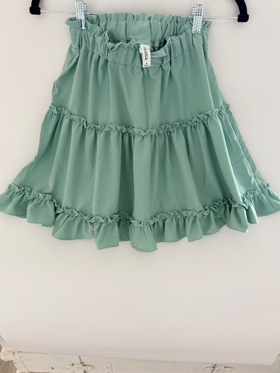 Zenana Dresses & Skirts - Zenana Sage Green Tiered Ruffle Mini Skirt Size‎ S Boho Flowy Elastic Waist